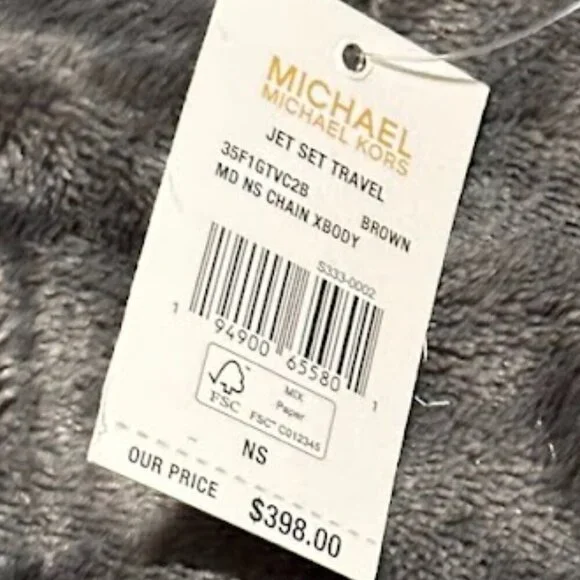 Michael Kors Jet Set Travel $398 Medium Signature Logo Crossbody Brown NWT - Picture 7 of 15